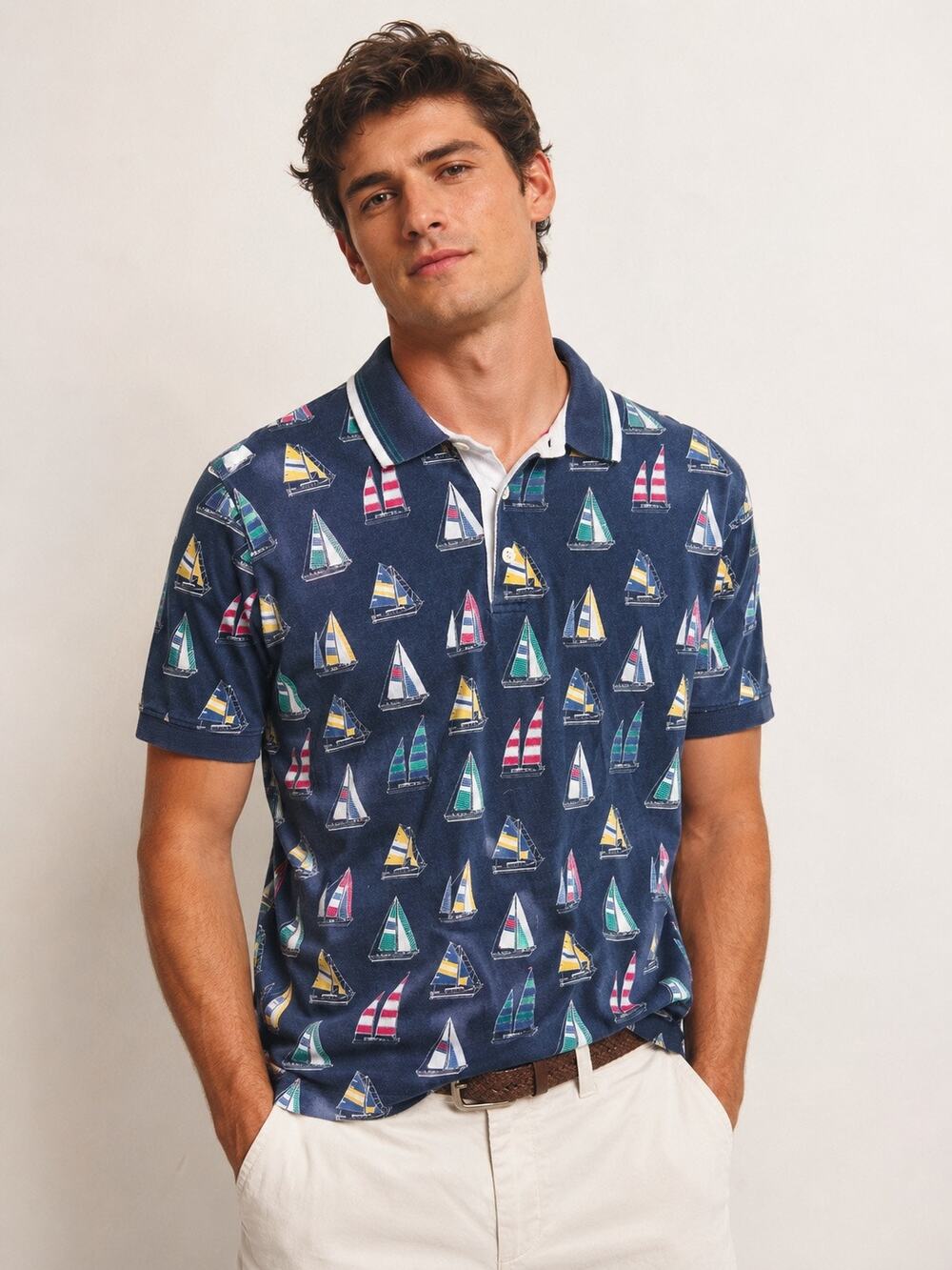 Gant Rugger Vintage Sailboat Print Polo Shirt Men’s Large
